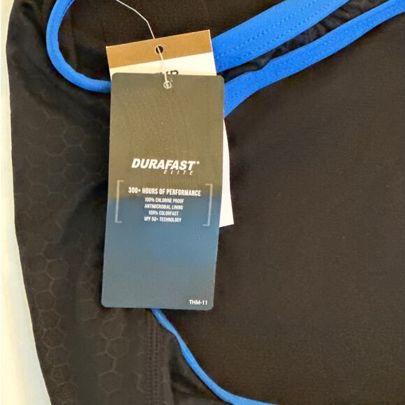 TYR Women's Durafast Elite Diamondfit Hexa One Piece Swimsuit 38/XL Black Blue - Picture 8 of 9